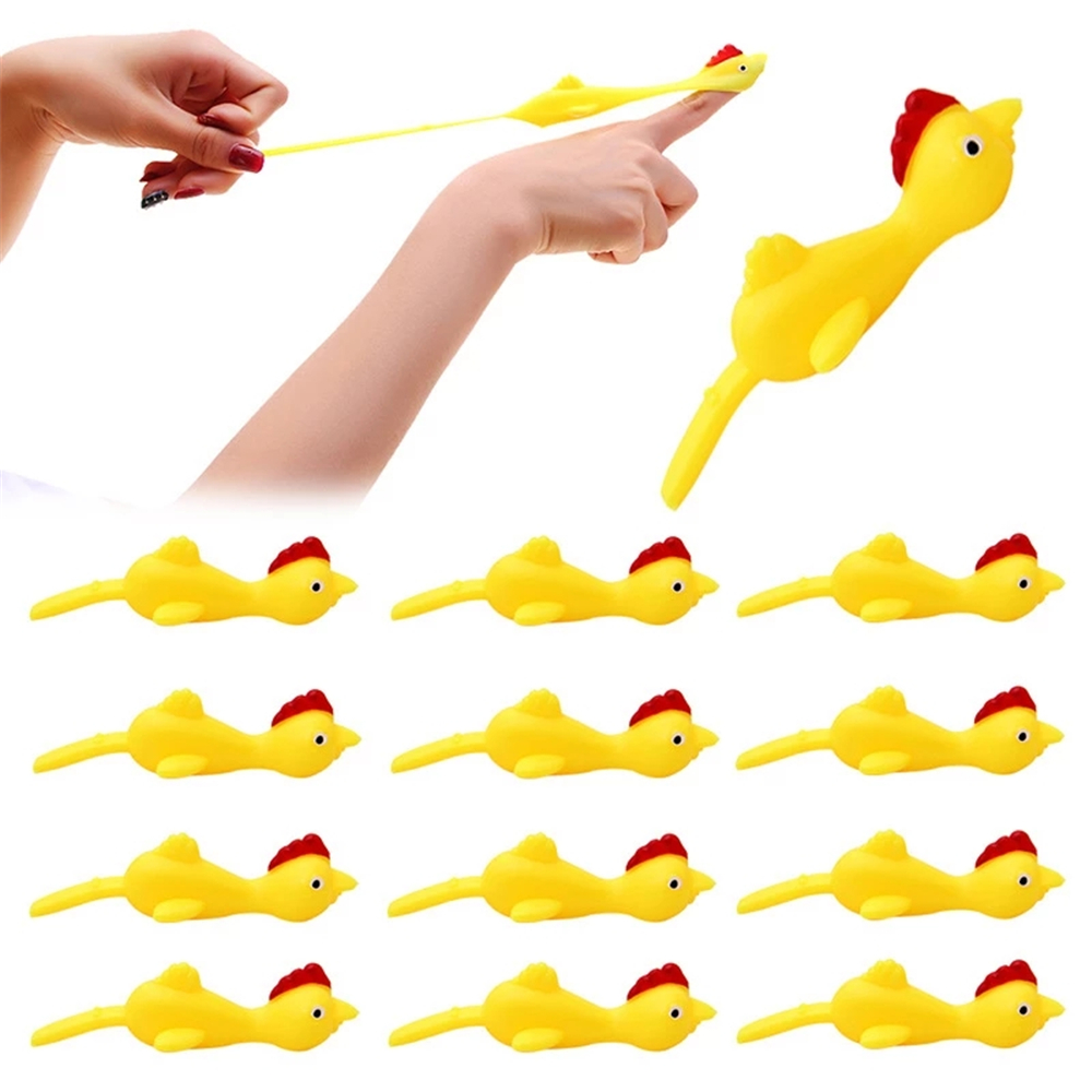 10Pcs Launch Turkey Yellow TPR Soft Rubber Funny Launch Chicken Finger Decompression Accessories For Student Gift Decompression Artifact