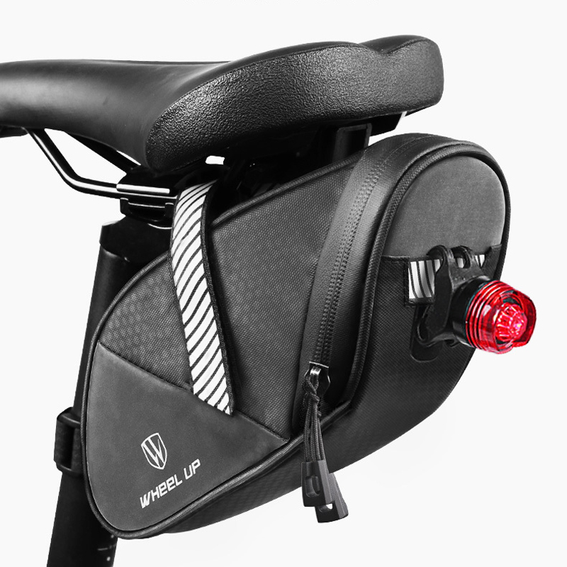 WHEEL UP Portable Cycling Seat Tail Pouch Zip-up Bicycle Rear Pannier Waterproof Bike Saddle Bag with Reflective Straps