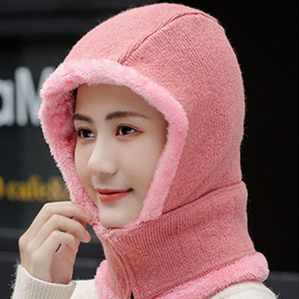 Unisex One-piece Wool Plus Velvet Thicken Warm Windproof Neck Face Protection Riding Knitted Hat