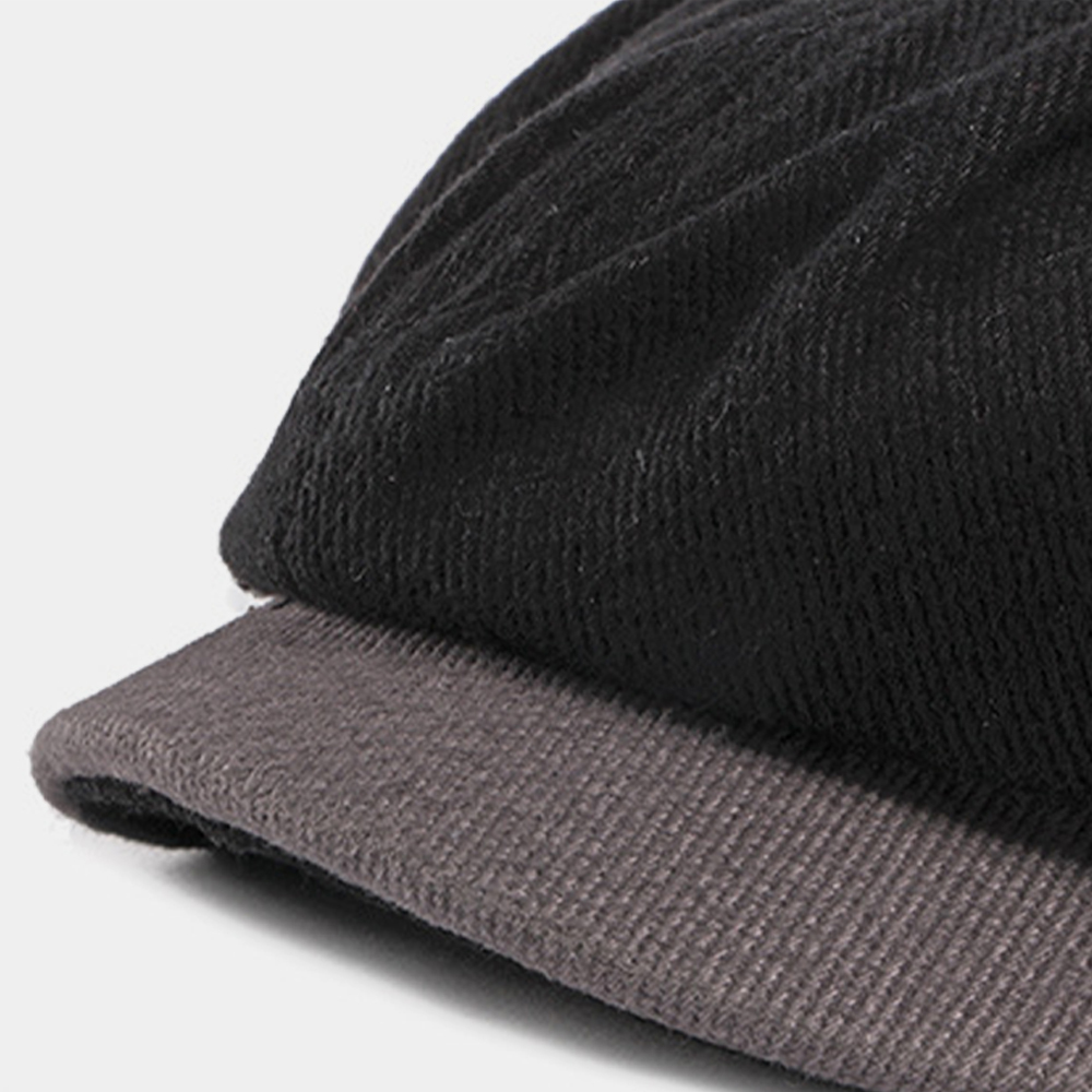 Men Cotton British Style Street Trend Contrast Color Outdoot Sunvisor Forward Hat Beret Hat Octagonal Hat
