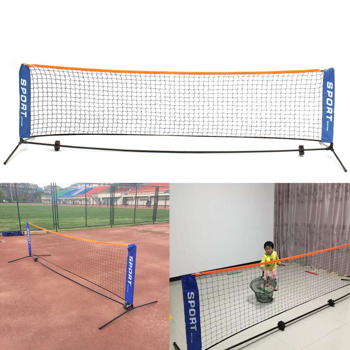 Large 5m Adjustable Badminton Net Tennis Volleyball Net Mini Portable Foldable 