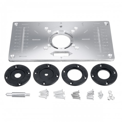 Aluminium Alloy Router Table Insert Plate with 4 Rings Screws for Woodworking Benches