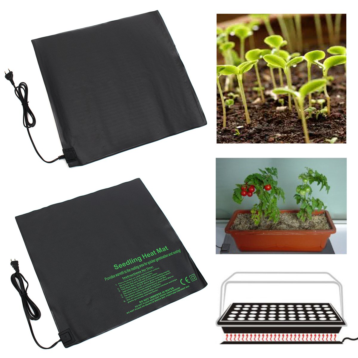 24 x 52cm Waterproof Seedling Heat Mat Plant Seed Germination Propagation Clone Starter Warm Hydroponic Heating Pad