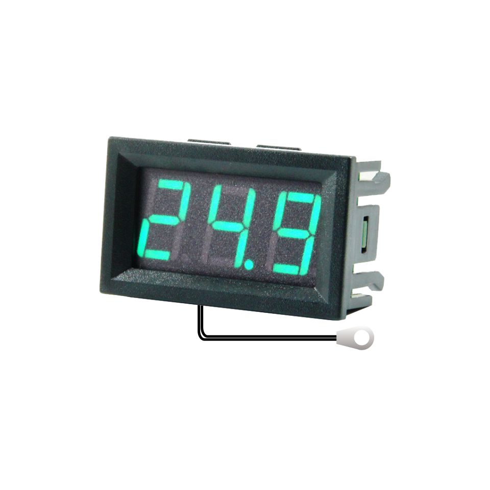 0.56 Inch Mini Digital LCD Indoor Convenient Temperature Sensor Meter Monitor Thermometer with 1M Cable -50-120 DC 5-12V
