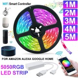 1M/2M/3M/4M/5M WiFi Smart RGB LED Strip Light APP Control Flexible Lamp Work with Amazon Alexa Google Home DC5V