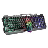 LIMEIDI T21 Wired Mechanical Keyboard & Mouse Set 104 Keys RGB Backlight Gaming Keyboard with Phone Holder 1600dpi Mouse