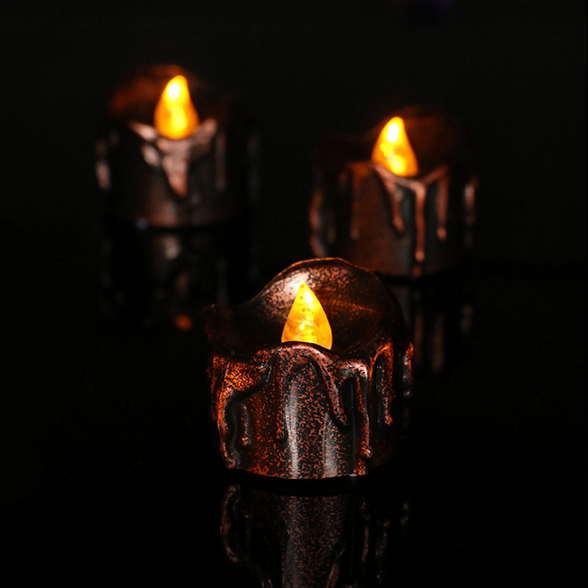 12PCS Battery Operated LED Flameless Candles Light Halloween Christmas Decorative Tea Lamps