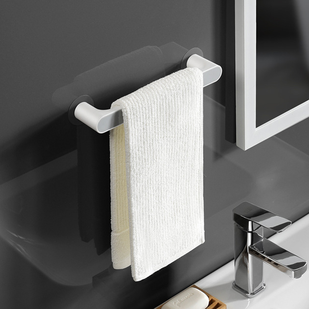Ecoco Moistureproof Self-adhesive Towel Holder Rack Wall Mounted Towel Hanger Slipper Rack Kitchen Shelf
