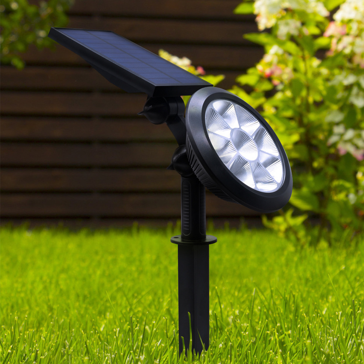Solar Garden Light Spot Outdoor 9 LED Garden Lawn Landscape Path Wall Lamp Waterproof for Home Garden Wedding