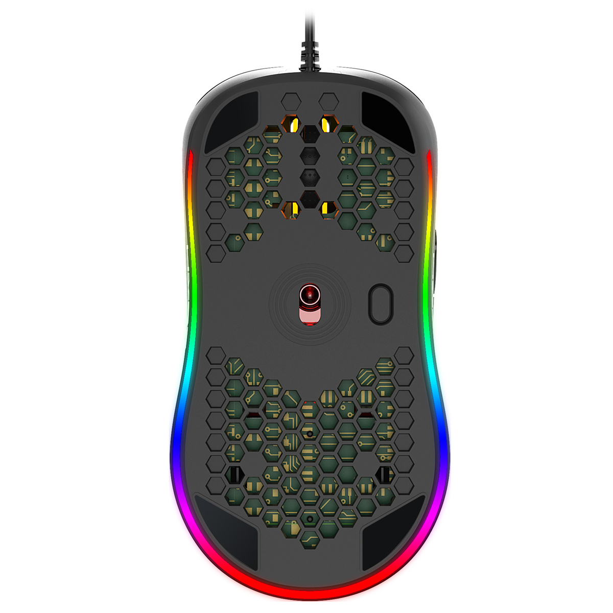HXSJ X600 Wired Gaming Mouse RGB Backlight Hollow Honeycomb Shape 6400DPI Macro Programming Home Office Gamer Mice for Desktop Computer Laptop PC