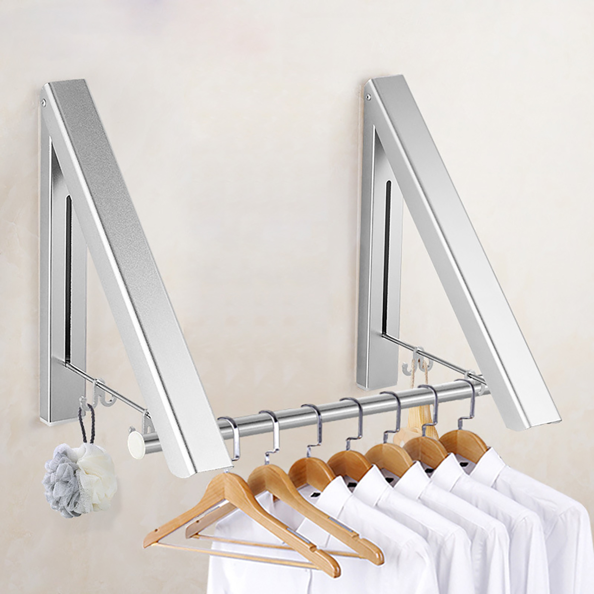 Creative Aluminum Folding Wall Hanger Hooks Rack Holder Clothes Towel Coat Rack 