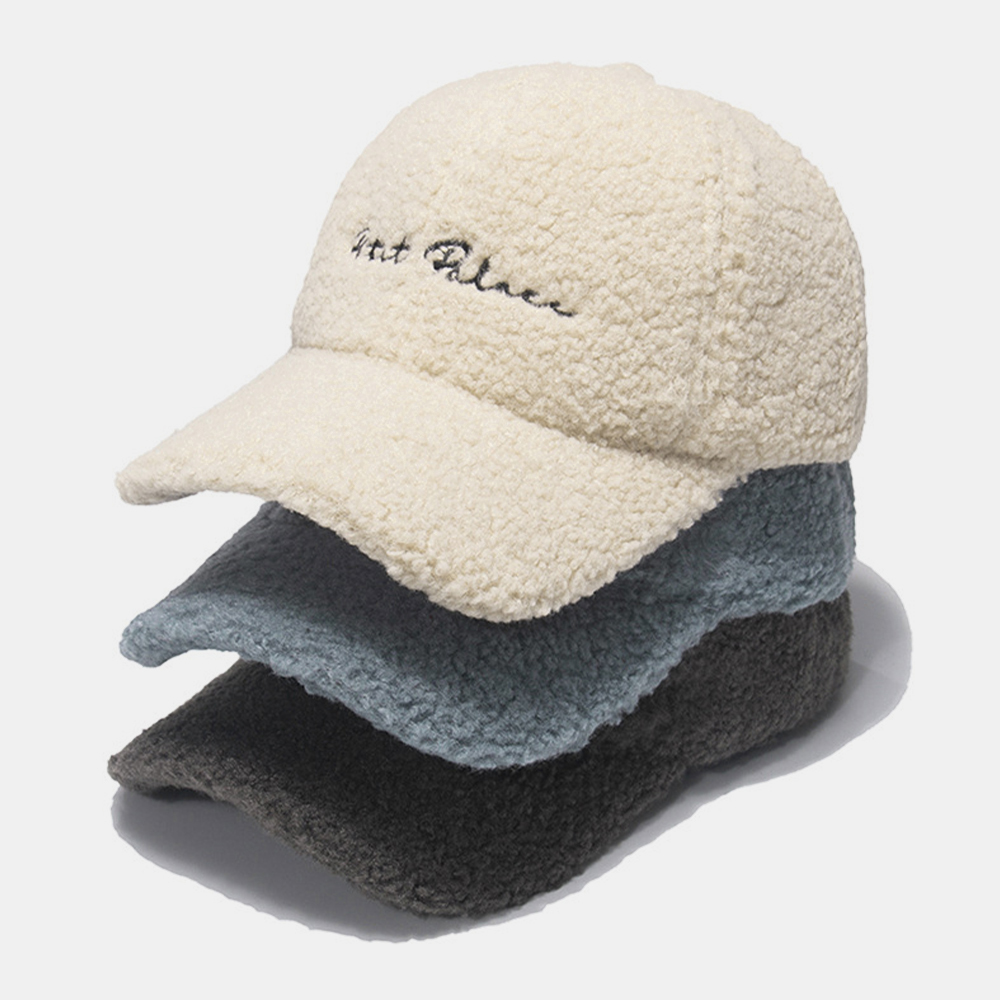 Women Lamb Fur Soft Warm Winter Outdoor All-match Sweet Sunvisor Baseball Hat