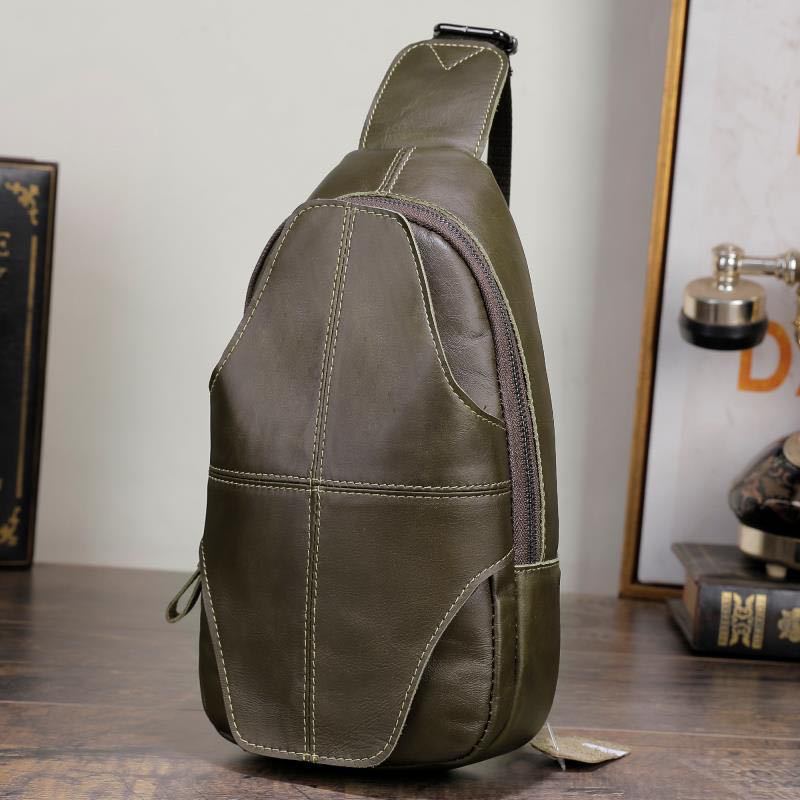 Men Genuine Leather Anti-theft Retro Casual Business Crossbody Bag Chest Bag Sling Bag