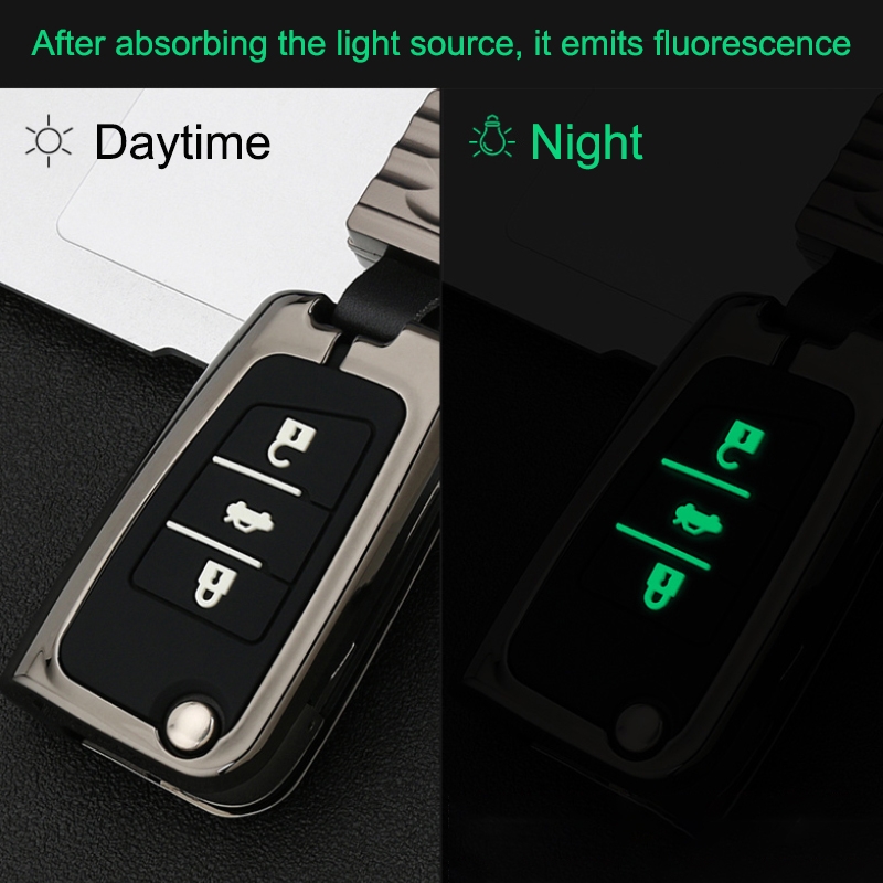 Car Luminous All-inclusive Zinc Alloy Key Protective Case Key Shell for Volkswagen A Style Folding 3-button (Silver)