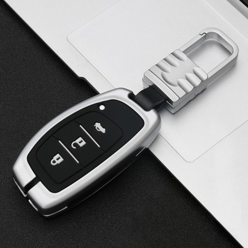 Car Luminous All-inclusive Zinc Alloy Key Protective Case Key Shell for Hyundai A Style Smart 3-button (Silver)
