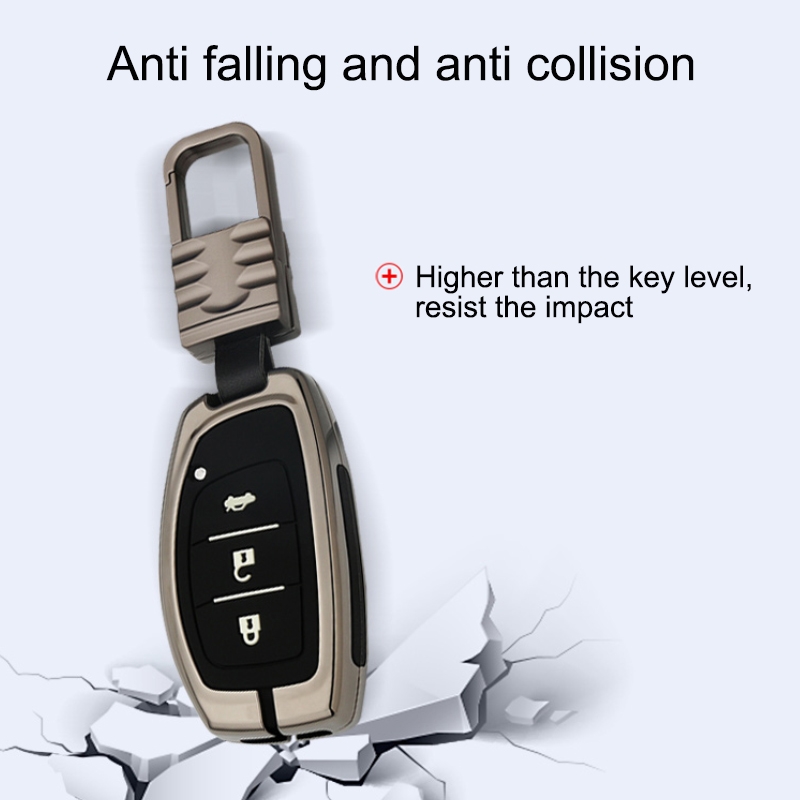 Car Luminous All-inclusive Zinc Alloy Key Protective Case Key Shell for Hyundai C Style Folding 3-button (Silver)