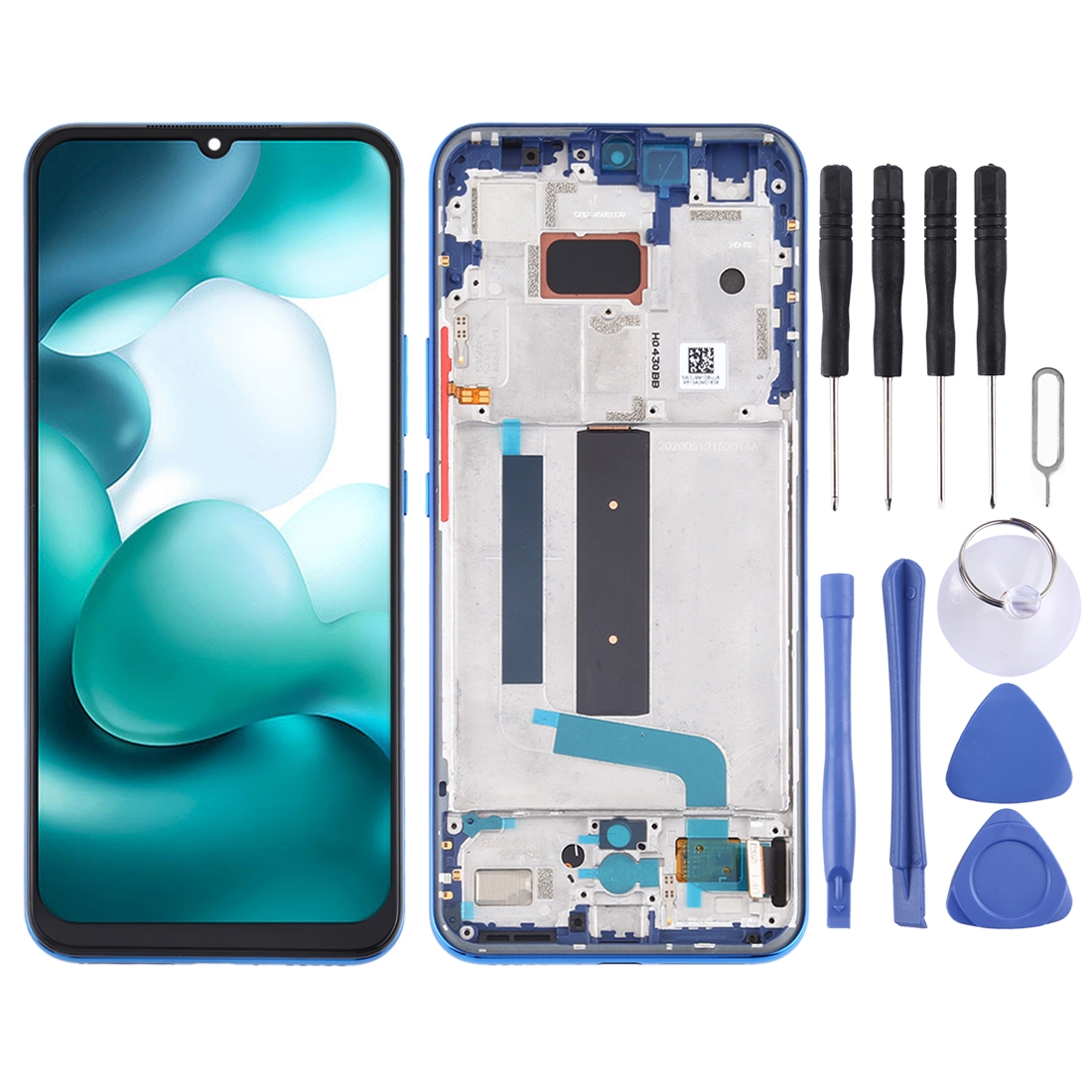 Original AMOLED Material LCD Screen and Digitizer Full Assembly with Frame for Xiaomi Mi 10 Lite 5G (Blue)