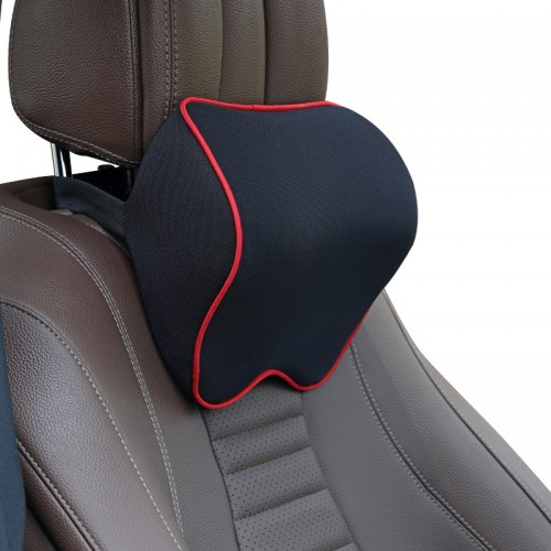 Car Headrest Pillow Neck Pillow Car Memory Foam Cervical Pillow Interior Supplies (Black Red Edge)
