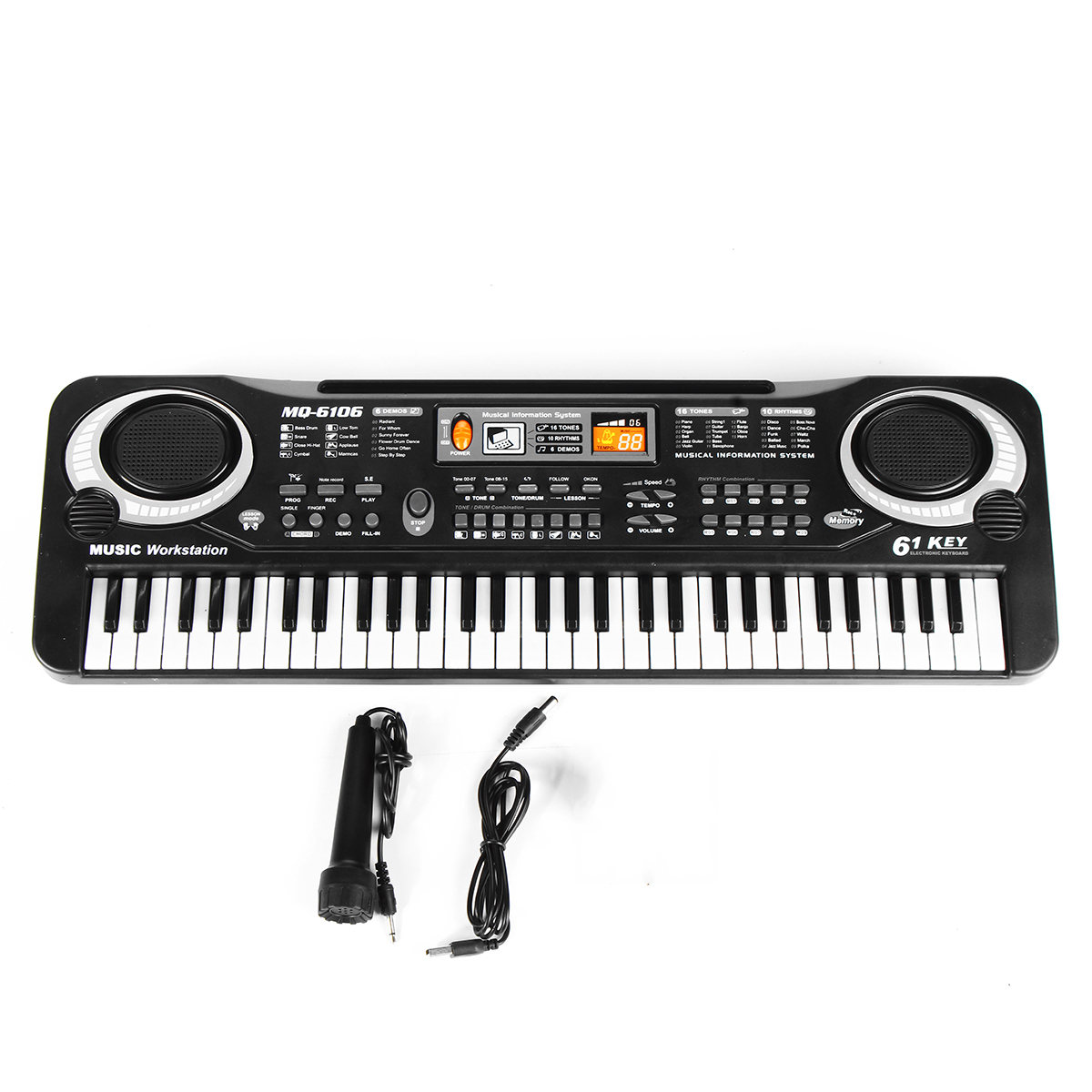 61/54 Key Music Electronic Keyboard Electric Digital Piano Organ w/ Mic & Stand 