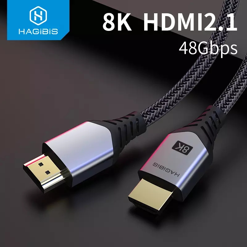HAGIBIS HDMI 2.1 Video Cable 8K/60Hz 4K/120Hz 48Gbps High Speed Digital Cables for HDTVs PS5 Switch XBox Projectors