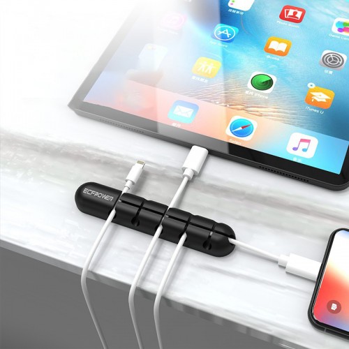 ECFPOWER Crossed 5-Channel Silicone Wire Clip Holder Earphone USB Cable Cord Winder Wrap Cable Organizer Management