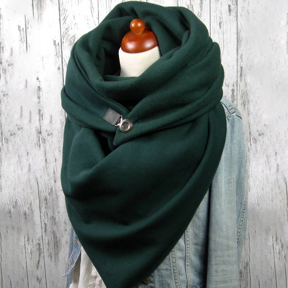 Women Cotton Plus Thick Keep Warm Winter Outdoor Casual Solid Color Multi-purpose Scarf Shawl
