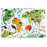 Colorful Animal World Map Wall Sticker Removable Home Decal for Kids Baby Room Living Room Mural Wall Art Decor