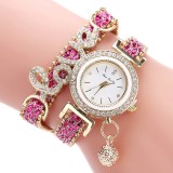 Deffrun Pendant Women Bracelet Watch Crystal Fashion Style Full Alloy Quartz Watch