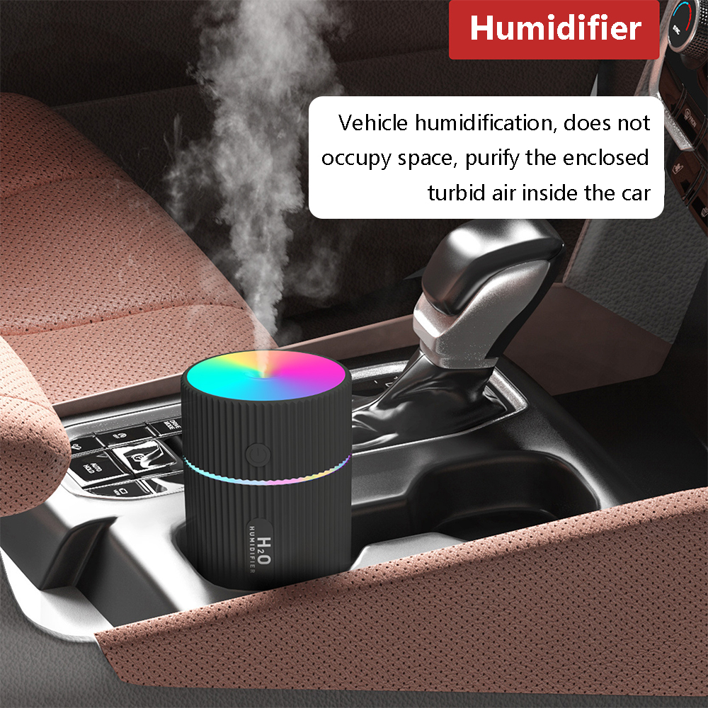 300ml Portable Air Humidifier Ultrasonic Aroma Essential Oil Diffuser USB Charging with Colorful Lights for Car Home Office