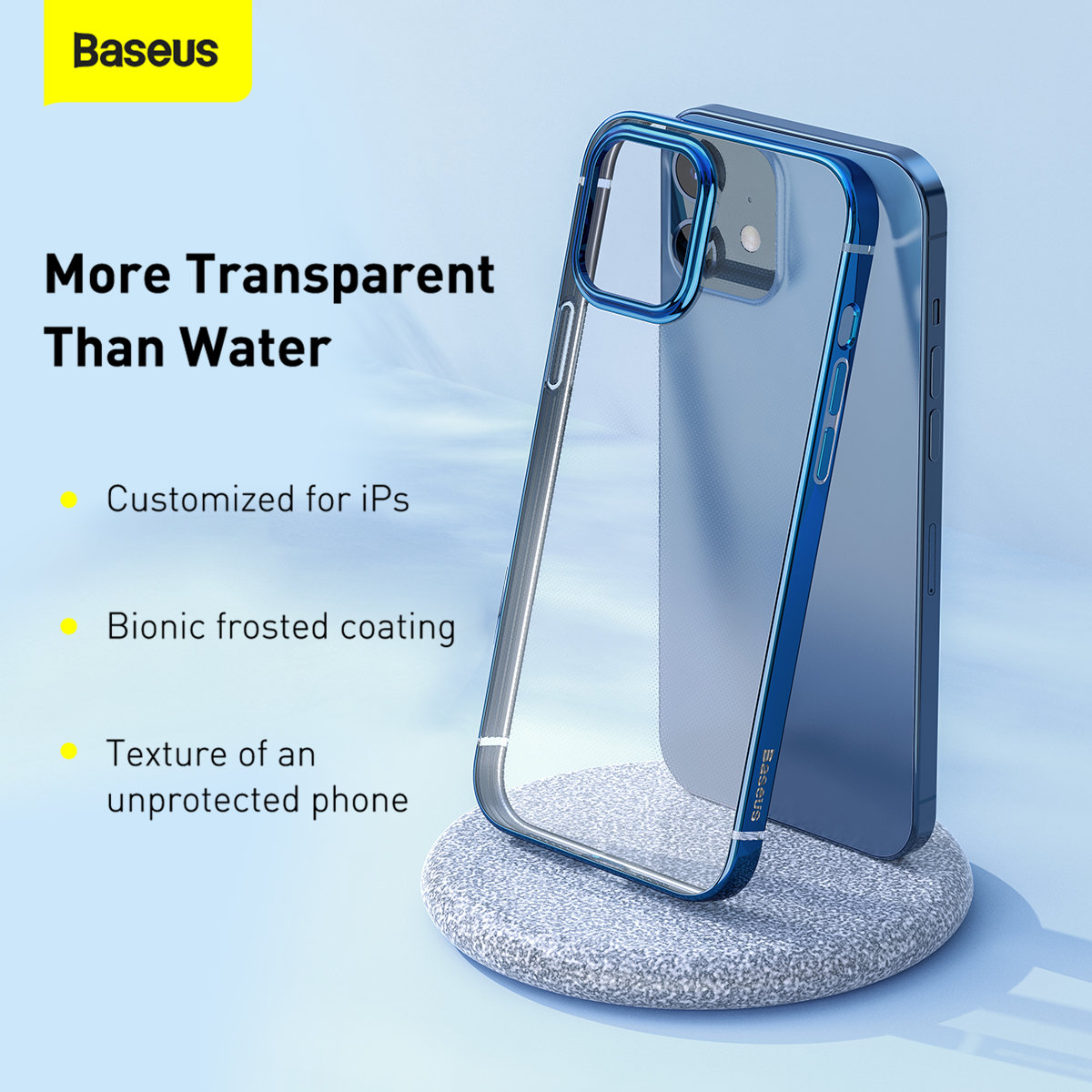 Baseus Plating Ultra-thin Crystal Clear Transparent Non-Yellow Shockproof Soft TPU Protective Case for iPhone 12 Mini 5.4 inch