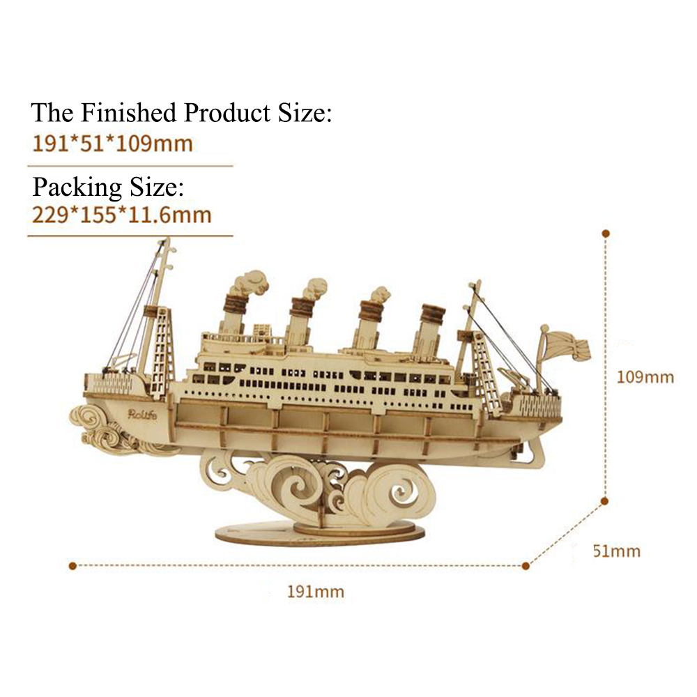 Robotime TG306 Voyage Cruise Ship 3D Puzzle DIY Hand-assembled Wooden Sailing Model Toys