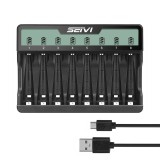 SEIVI SW-8NP 8-Slots AA&AAA Smart Fast Battery Charger with LCD Display for Ni-MH Ni-CD AA AAA Rechargeable Batteries