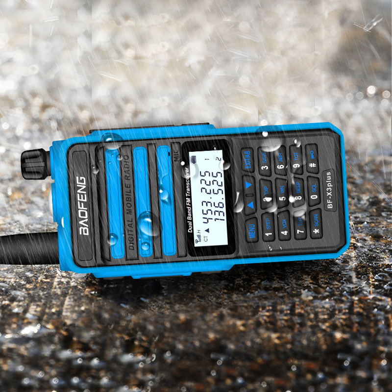 BAOFENG X3-Plus 18W 9500mAh Walkie Talkie 20 KM Tri-band Radio Waterproof UHF/VHF 9500mah Transceiver 76-108MHz Radio Transmitter Blue with Flashlight