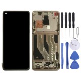 AMOLED Material LCD Screen and Digitizer Full Assembly With Frame for OnePlus 8 IN2013 2017 2010 (Silver)