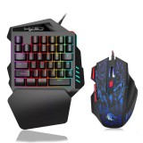 HXSJ V100+H300 Wired Keyboard & Mouse Combo 35 Keys One-handed LED Backlight Mechanical Feeling Gaming Keyboard 5500DPI 7 Buttons Gaming Computer Mouse Set for Home Office