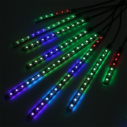 AMBOTHER 8PCS 10/20/30cm 12V RGB Waterproof LED Light Strips with 4-key Remote Control for Motorbike Truck Outdoor Party Decoration