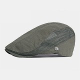 Men Mesh Hollow Out Solid Color Sunshade Breathable Forward Hat Beret Hat Flat Hat