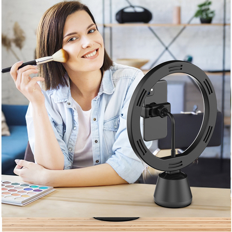 Q7 360 Rotation Smart Follow Gimbal Camera with Ring Light Fill Lamp for Live Broadcast Photography TikTok Youtube