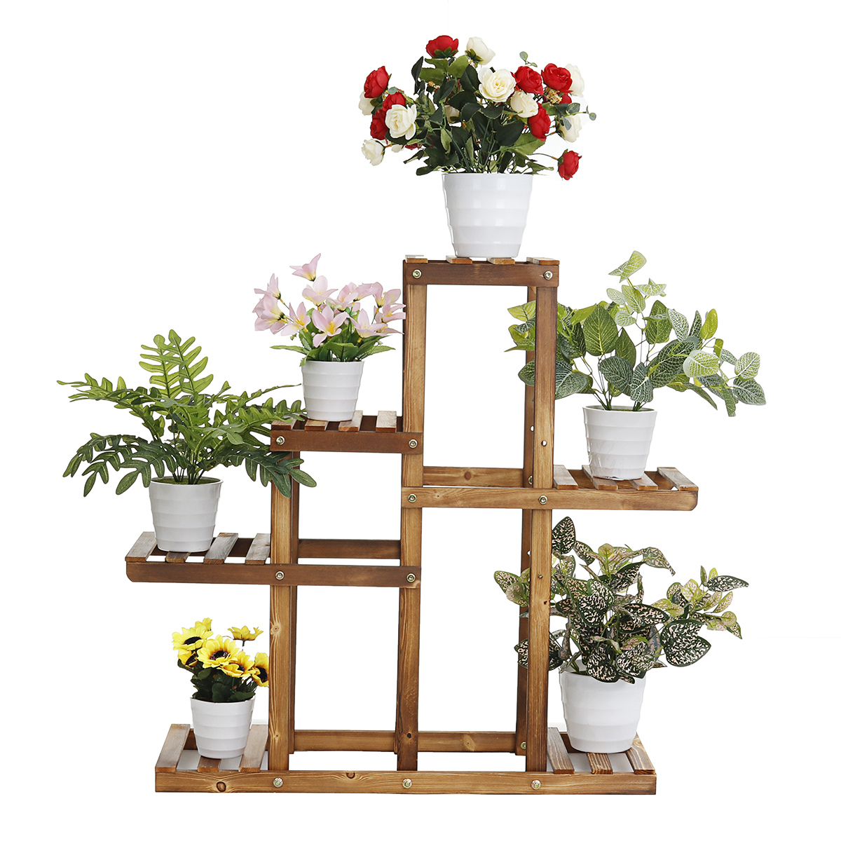 Multi Tier Plant Stand Flower Wooden Rack Shelf Bonsai Holder Home Garden Corner