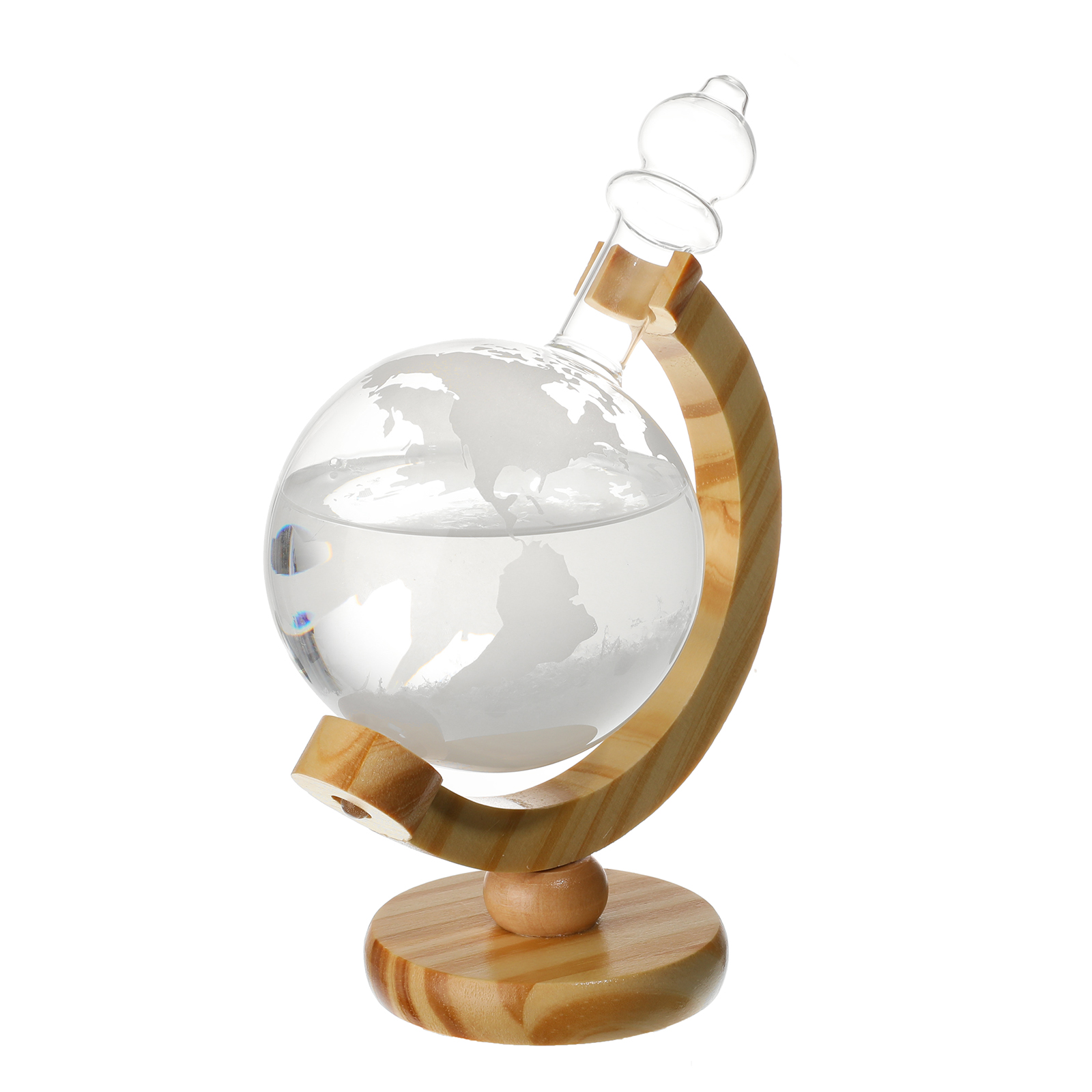 CAVEEN Storm Glass Weather Station Creative Weather Predictor Globe Crystal Weather Forecaster with Wooden Base