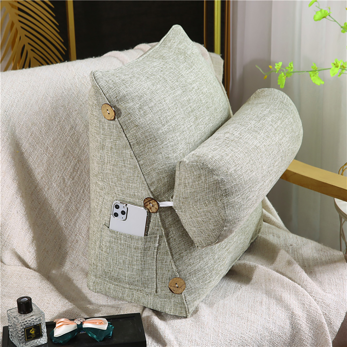 Adjustable Back Wedge Cushion Pillow Triangle Backrest Cushion Lumbar Cushion Rest Plush Cushion Reading Pillow for Sofa Bed Office Chair