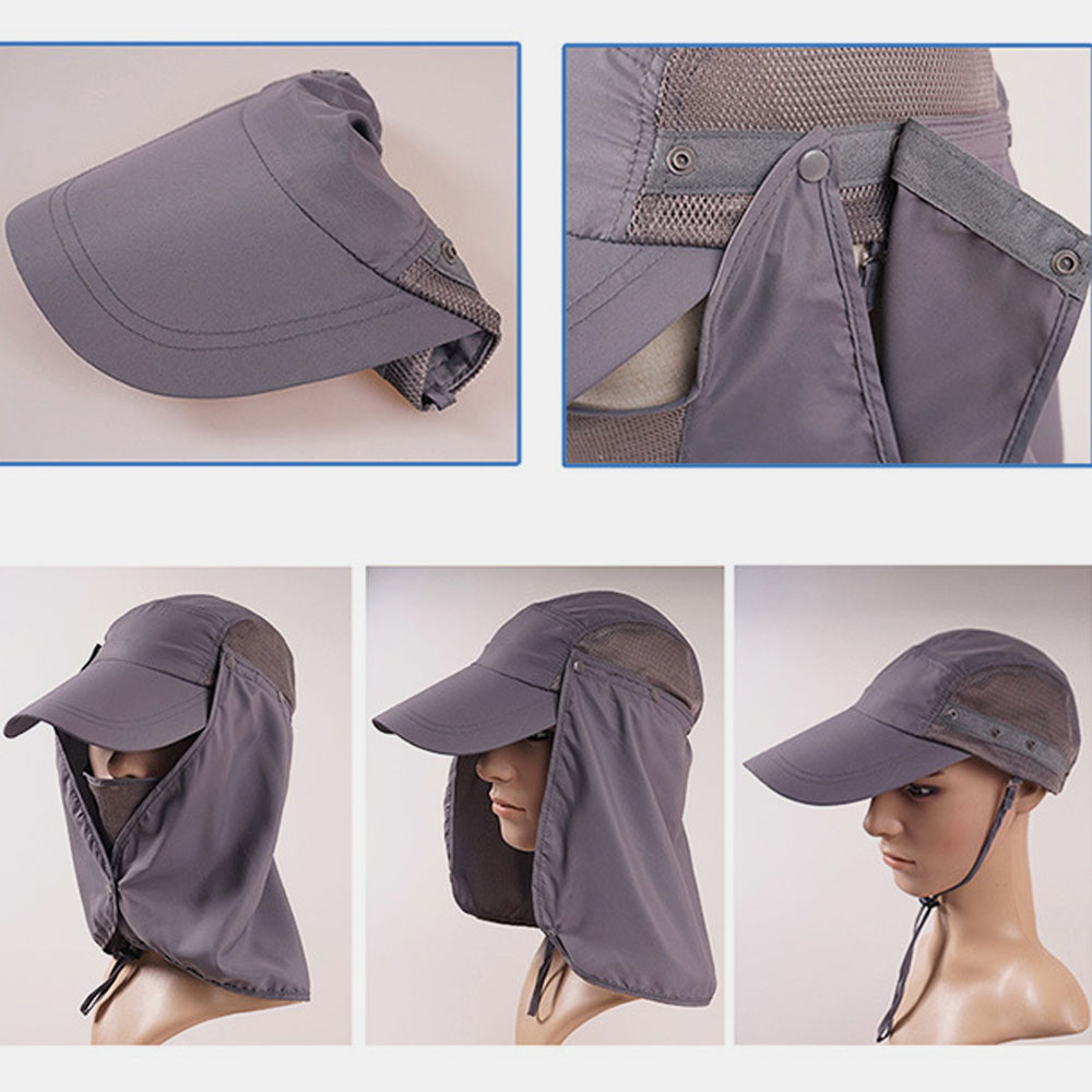 Unisex Thin Breathable Quick-drying Sun Hat Removable Face Curtain 360 Degree Anti-UV Summer Fishing Baseball Cap