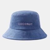 Unisex Corduroy Letter Embroidered Bucket Hat Vintage Wild Short Brim Sunshade Hat