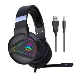 HXSJ F16 Gaming Headset 3.5mm Jack 50mm Sound Unit RGB Light Gaming Headphone with Noise-canceling Mic for PS4 Computer PC Gamer