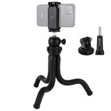 PULUZ PKT3042 Mini Octopus Flexible Tripod Holder with Ball Head & Phone Clamp + Tripod Mount Adapter & Long Screw for SLR Cameras Cellphone