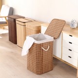 35x35x57cm Foldable Bamboo Woven Laundry Basket Toy Clothes Storage Basket
