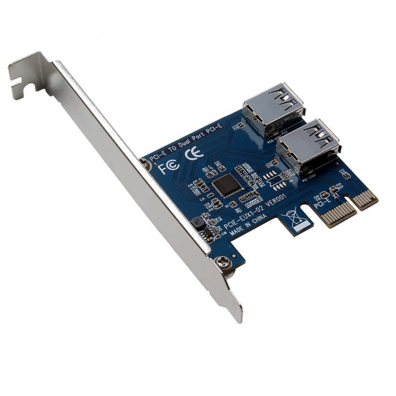 PCI-E 2 In 1 PCI Express 1X Slots Riser Card Mini ITX Turn External 3 PCI-E Slot Adapter PCIe Port Multiplier Card