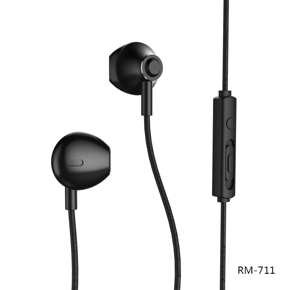 REMAX RM-711 Music Wired Earphone with MIC & Support Hands-free (Black)