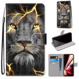 For OPPO Realme 5 / 5s / 5i / C3 / C3i / 6i / Narzo10 / 10A / 20A Coloured Drawing Cross Texture Horizontal Flip PU Leather Case with Holder & Card Slots & Wallet & Lanyard (Fission Lion)