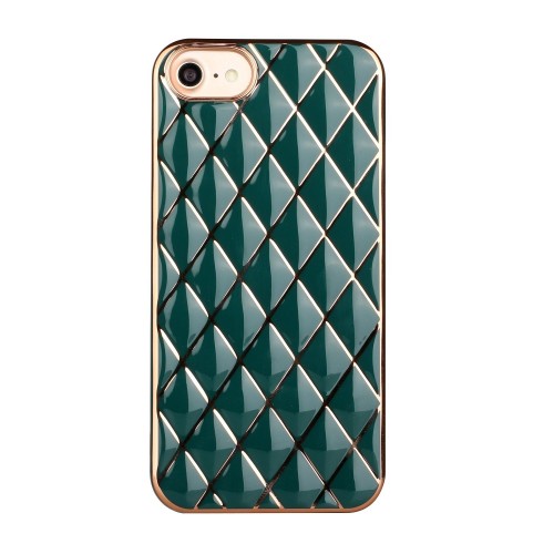Electroplated Rhombic Pattern Sheepskin TPU Protective Case For iPhone 8 Plus / 7 Plus (Dark Green)
